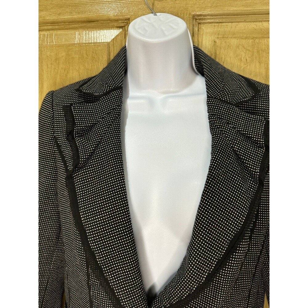 White House Black Market Blazer Jacket Womens Size 8 3/4 Sleeve Polka Dot Work - Picture 3 of 8